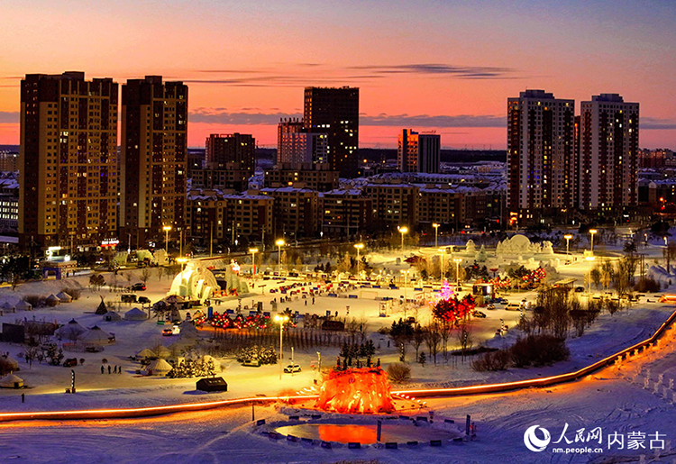 2024年12月20日拍攝的呼倫貝爾市城市越野滑雪公園景色（無人機(jī)照片）。王正攝