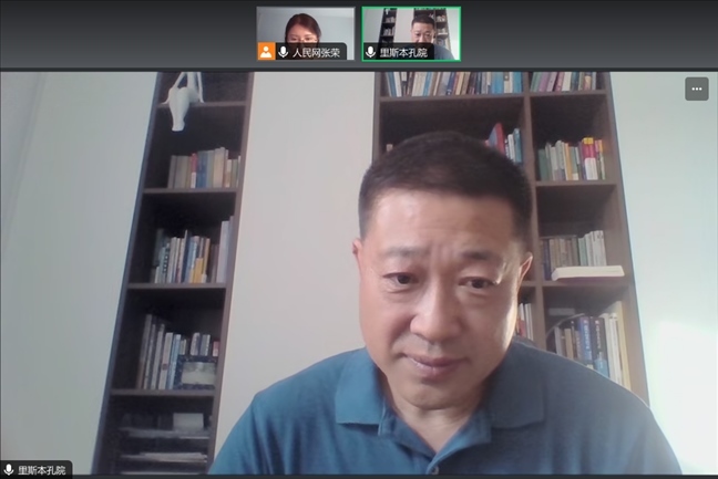 里斯本大學(xué)孔子學(xué)院中方院長王錦程。 采訪截圖