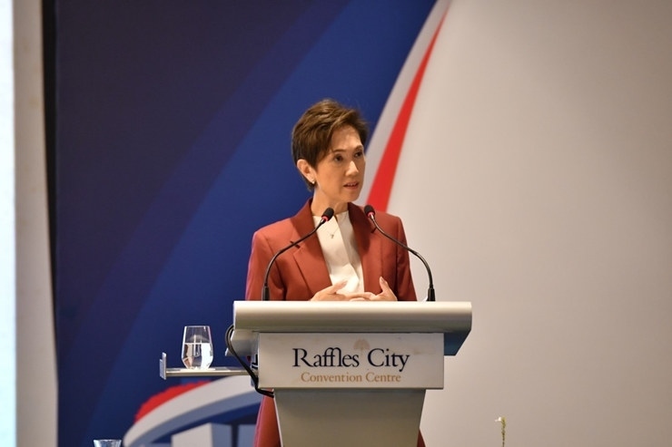 新加坡通訊及新聞部長兼內(nèi)政部第二部長楊莉明。新加坡南洋理工大學(xué)供圖