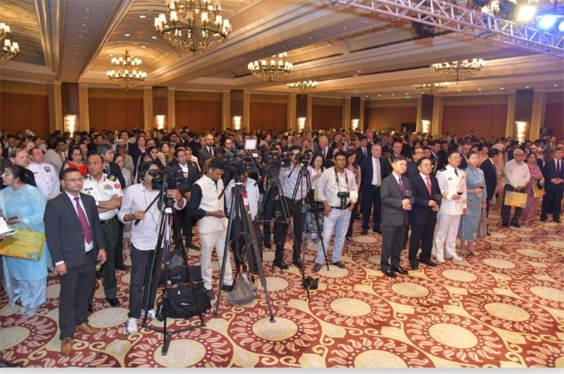 印度各界人士，各國駐印使節(jié)及外交官，中資企業(yè)、留學(xué)生和華僑華人等700余人出席招待會(huì)活動(dòng)現(xiàn)場(chǎng)。中國駐印度大使館供圖