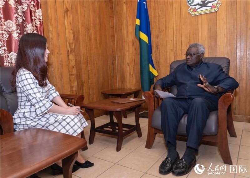 2023年9月14日，所羅門群島總理梅納西·索加瓦雷在首都霍尼亞拉接受人民網(wǎng)記者專訪。人民網(wǎng) 賀吉攝