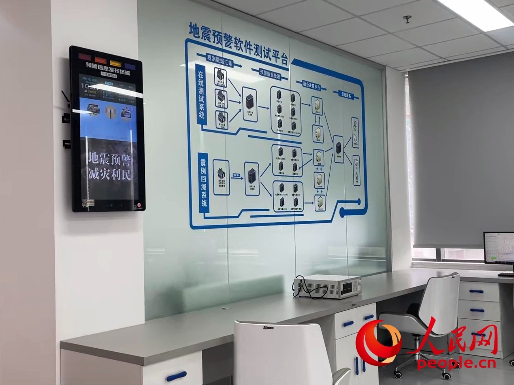中國地震局地震預警技術(shù)測試實驗室。人民網(wǎng) 周靜圓攝