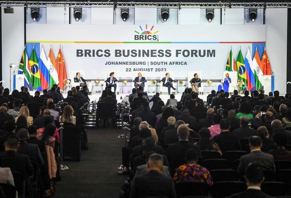 這是8月22日在南非約翰內(nèi)斯堡拍攝的金磚國家工商論壇現(xiàn)場。新華社記者李亞輝攝