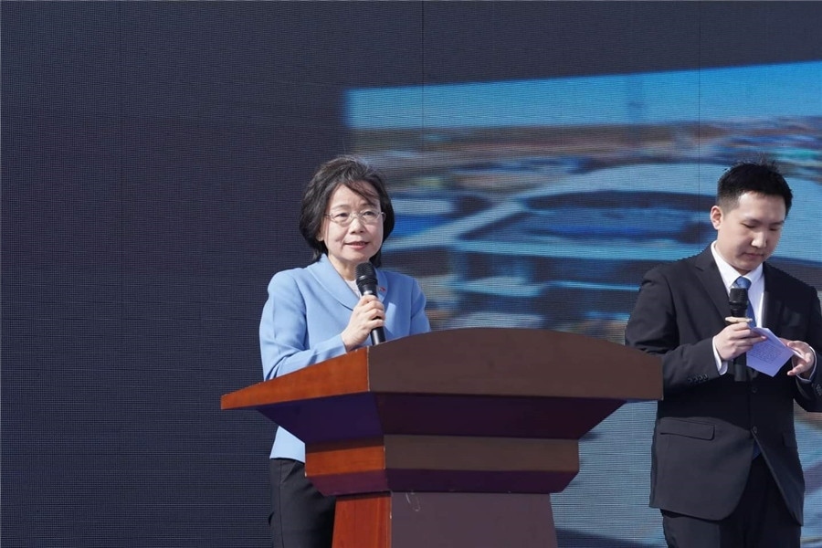 3月24日，沈敏娟大使致辭。駐蒙古使館供圖