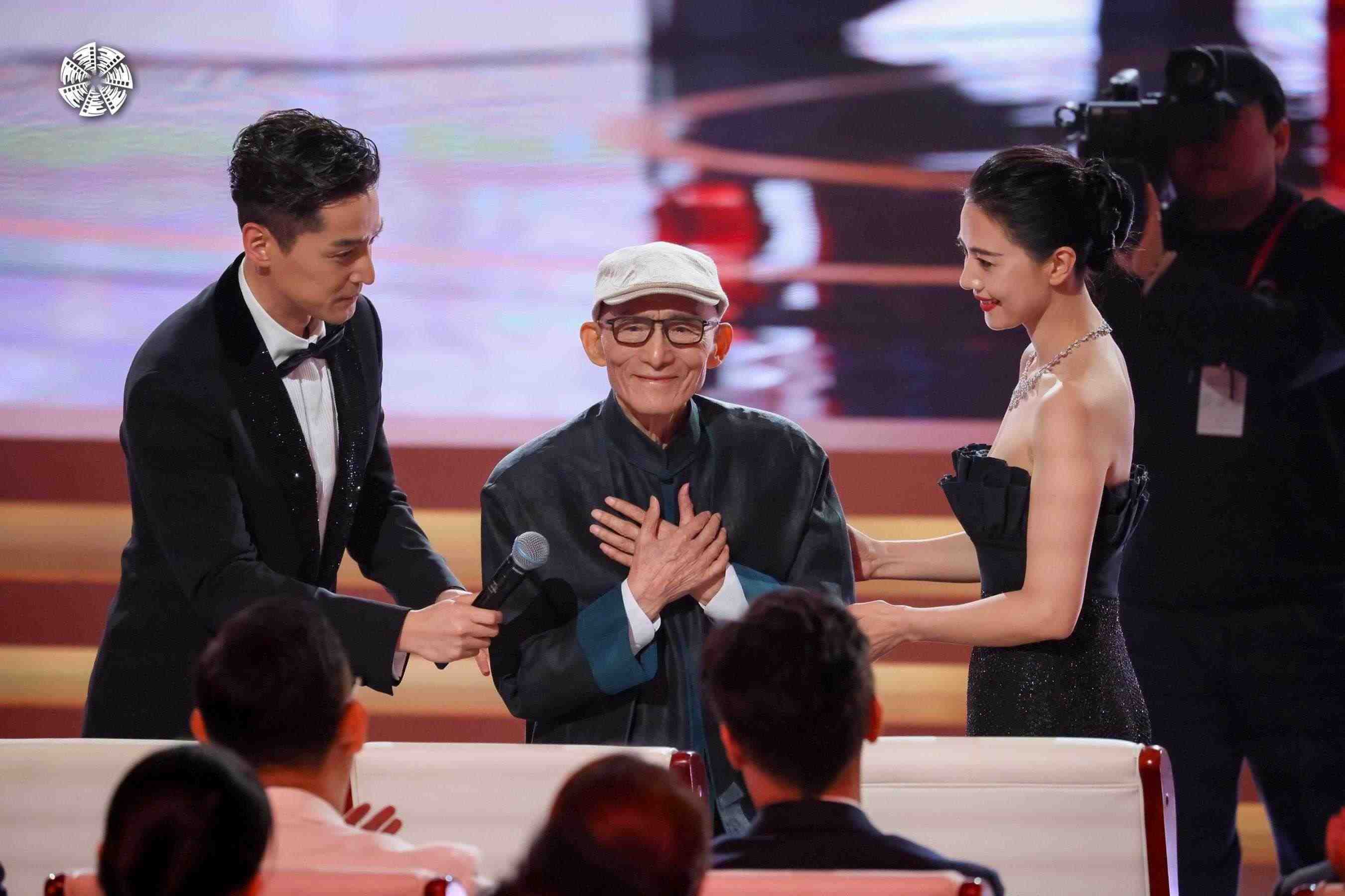 從左到右依次為演員胡歌，演員游本昌，演員高圓圓。主辦方供圖