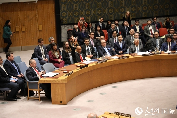 4月18日，安理會(huì)投票現(xiàn)場(chǎng)，12個(gè)成員投贊成票。 人民網(wǎng)記者 李志偉攝