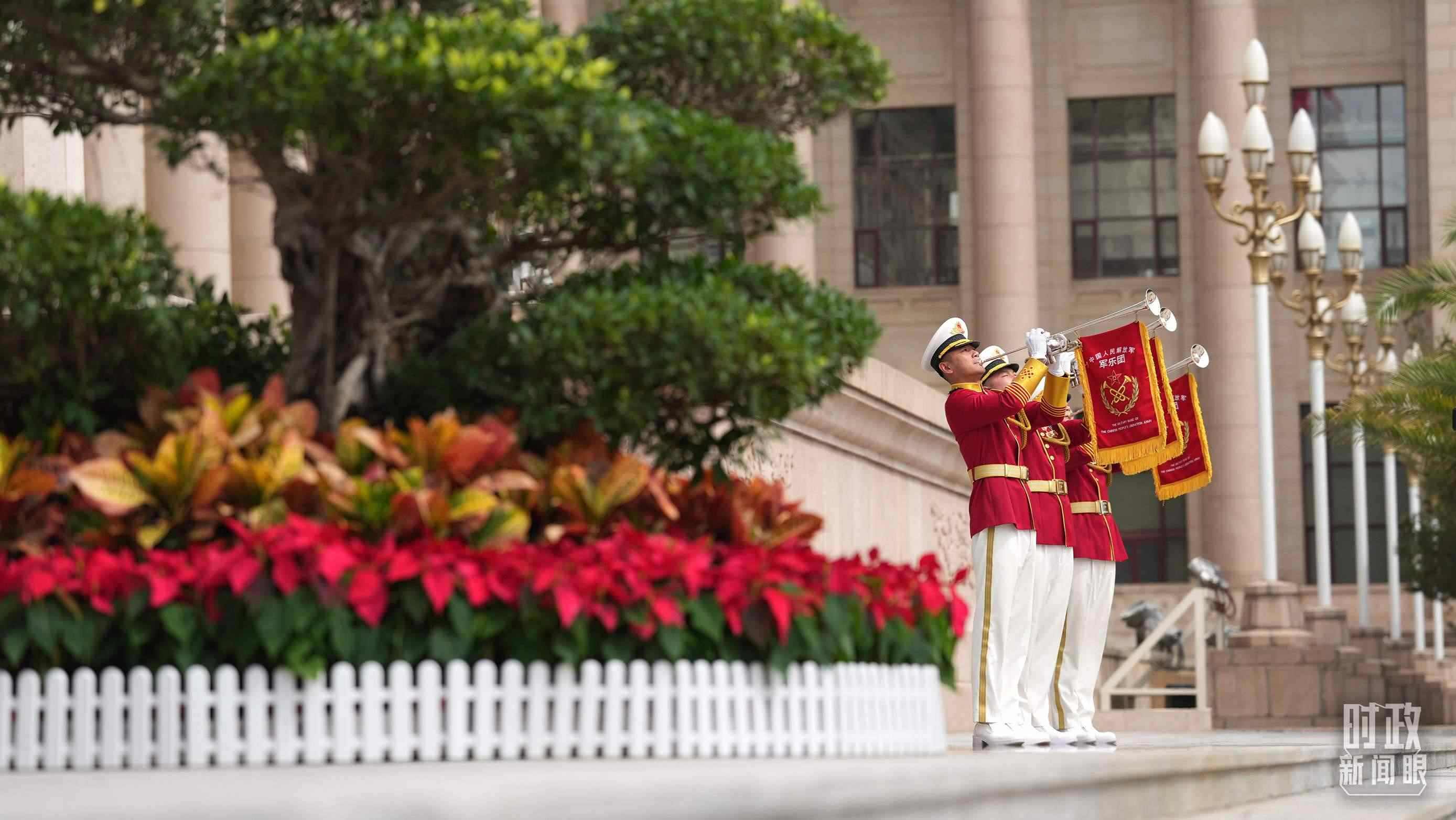 △歡迎儀式現(xiàn)場(chǎng)。（總臺(tái)國(guó)廣記者李晉拍攝）