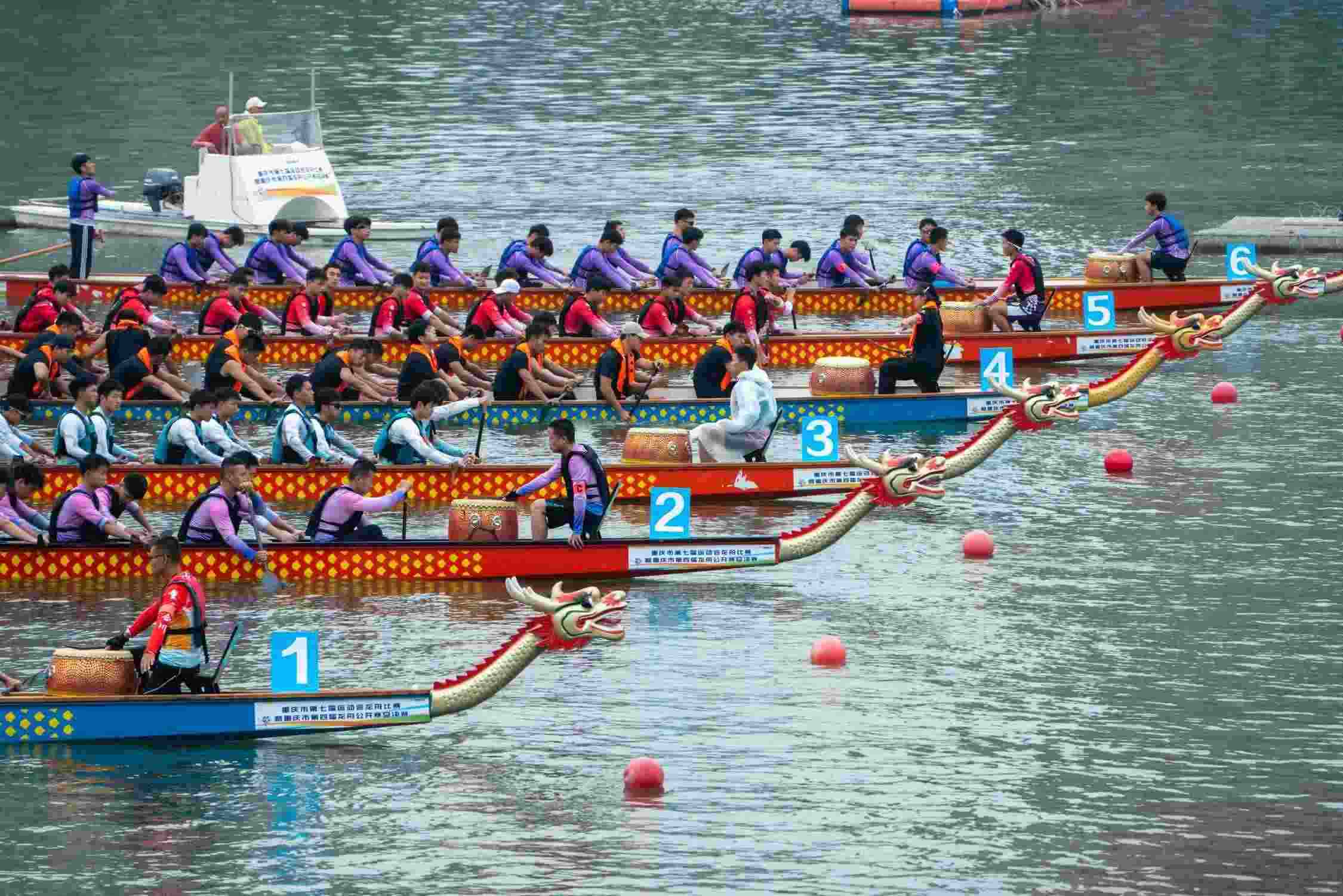 重慶：龍舟競(jìng)渡迎端午 （圖片來源：視覺中國）
