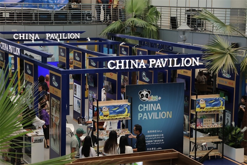 中國聯(lián)合展臺亮相阿拉伯廣播電視節(jié)。主辦方供圖