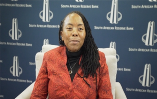 南非儲(chǔ)備銀行副行長(zhǎng)、審慎監(jiān)管局首席執(zhí)行官芬迪?查齊巴納視頻發(fā)言。（中國(guó)建設(shè)銀行約翰內(nèi)斯堡分行供圖）