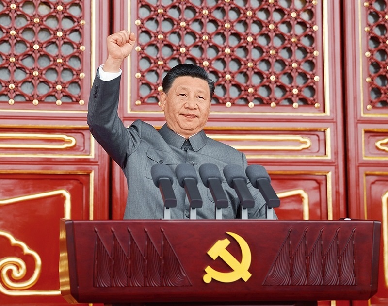 2021年7月1日，慶祝中國共產(chǎn)黨成立100周年大會(huì)在北京天安門廣場(chǎng)隆重舉行。中共中央總書記、國家主席、中央軍委主席習(xí)近平發(fā)表重要講話。 新華社記者 鞠鵬/攝