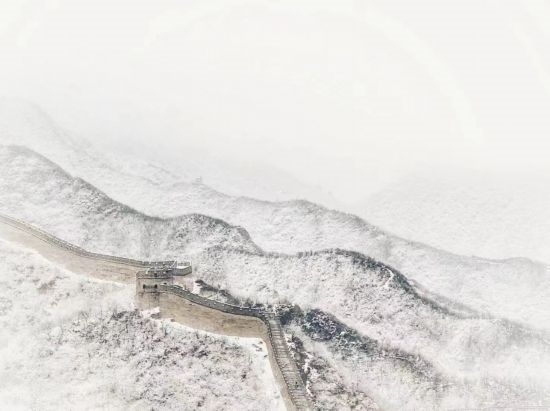 朱銳拍攝的長城雪景。（受訪者供圖）