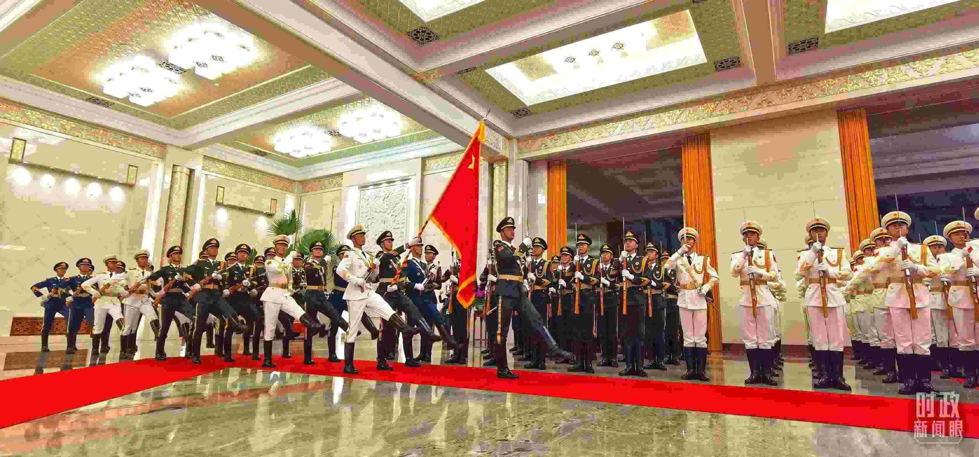 歡迎儀式上的儀仗隊(duì)。（總臺(tái)央視記者郭鴻拍攝）