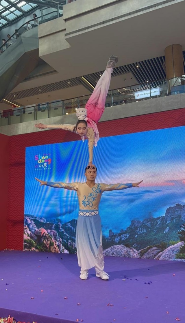 來自中國和新加坡的藝術(shù)團體聯(lián)袂表演了歌舞、器樂、武術(shù)、雜技等多種形式的文藝節(jié)目?；顒又鬓k方供圖