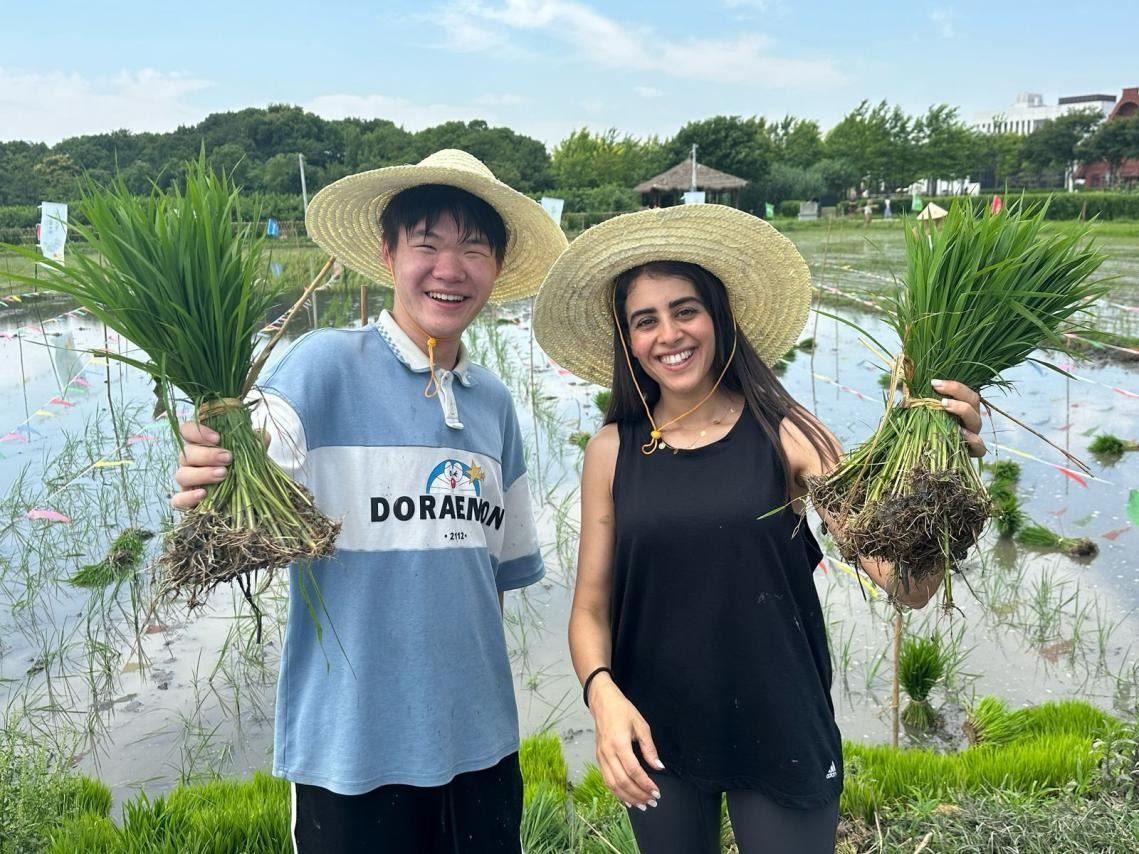 卡友琪在插秧。受訪者供圖