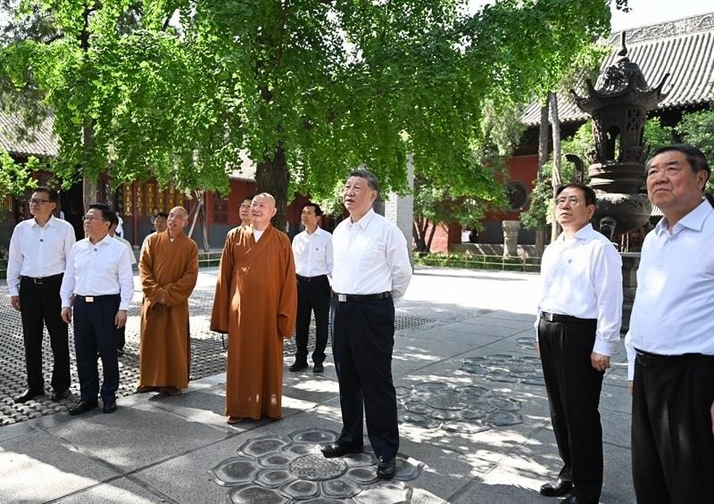 △2025年5月19日，習(xí)近平總書(shū)記在河南洛陽(yáng)白馬寺考察。